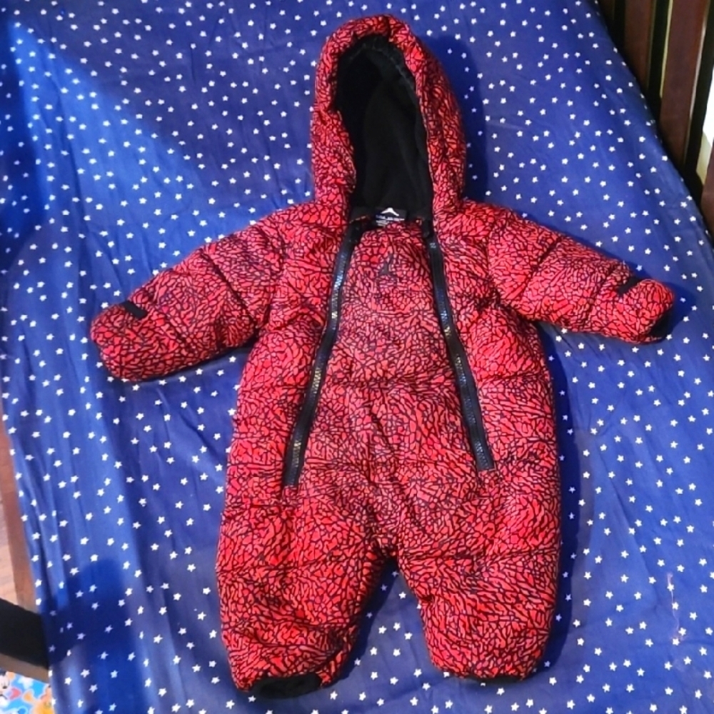 Air Jordan Red and Black Baby Snowsuit 3-6 Mos
